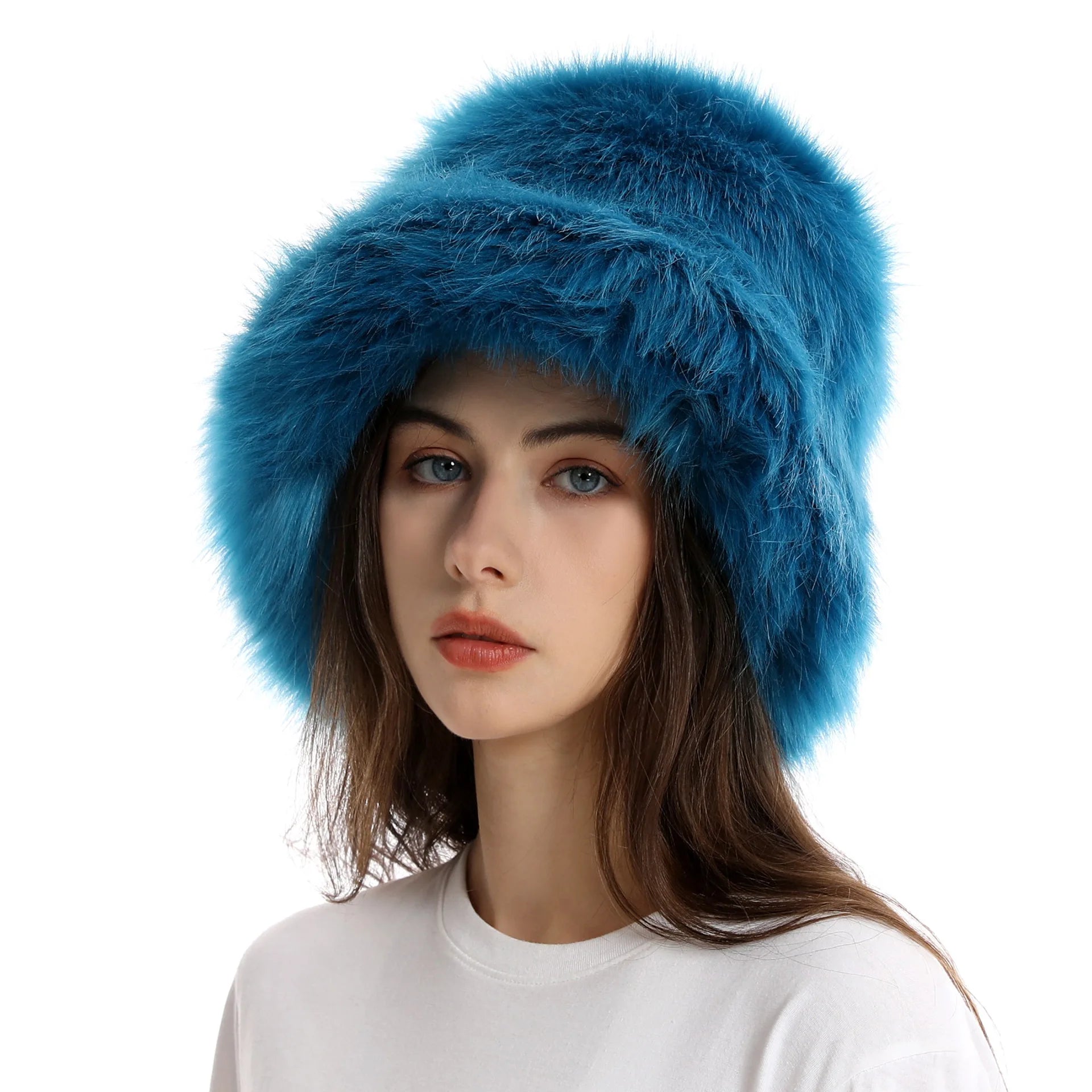 Red plush Bucket hat women's elegant autumn and winter fur bamboo hat Korean version advanced thermal cap cap 2023 large size