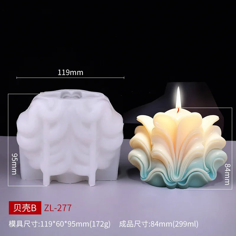 New 3D Shell shaped candle silicone mold wave striped shell cake chocolate silicone mold soap mold water wave shell candle molds - KIMLUD