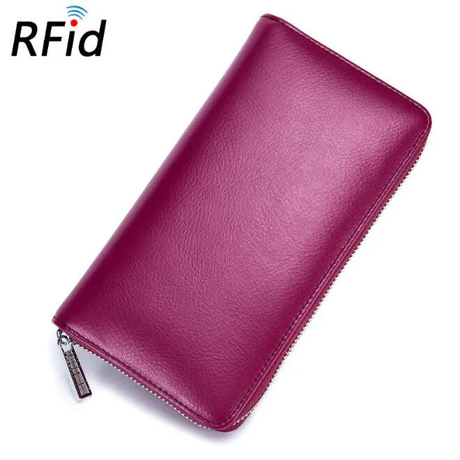 Men wallet genuine leather passport RFID long large capacity organ mobile phone  multi function card holder unisex wallets