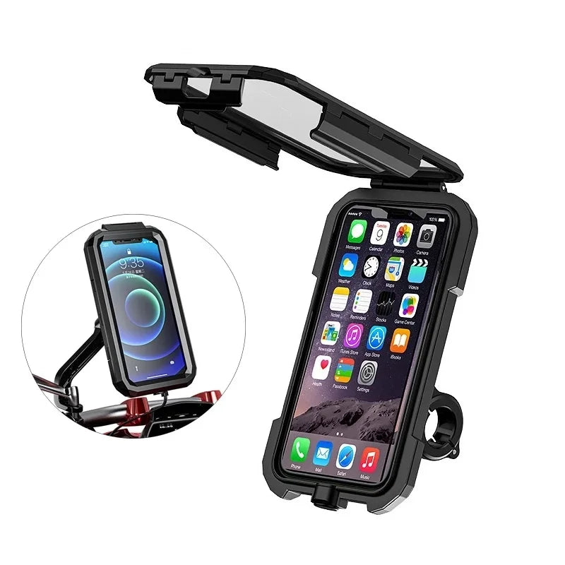 Waterproof Phone Case Bike Motorcycle Handlebar Rear View Mirror 3 to 6.8" Cellphone Mount Bag Motorbike Scooter Phone Stand - KIMLUD