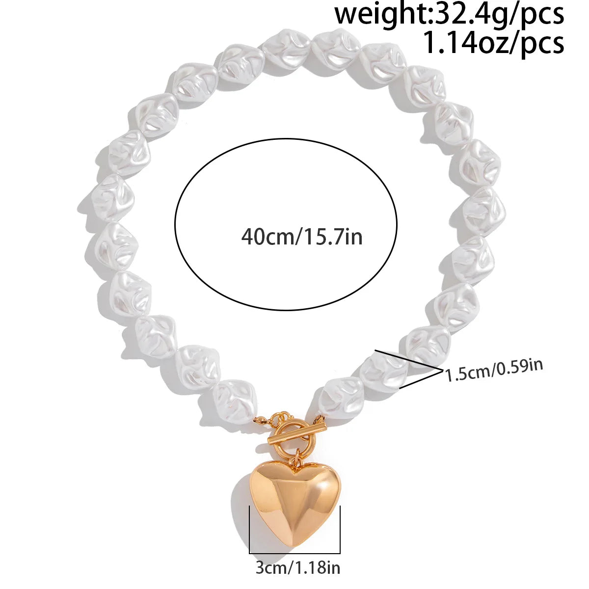 Retro Exaggerated Heart Shaped Pendant Short Necklace 2024 Women's Simple Sweet Imitation Pearl Girl Fashion Wedding Jewelry