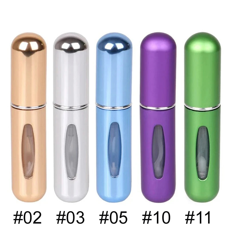 5ml Multi Color Aluminum Mini Perfume Bottle with Spray Pump Portable Empty Refillable Atomizer Bottle for Travel Essential - KIMLUD