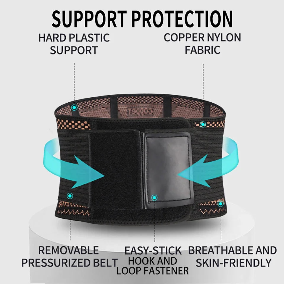 KIMLUD, Copper Back Brace for Lower Back Pain Relief,Back Support Belt Men/Women With Adjustable Black Lumbar Support Belt for Sciatica, KIMLUD Womens Clothes