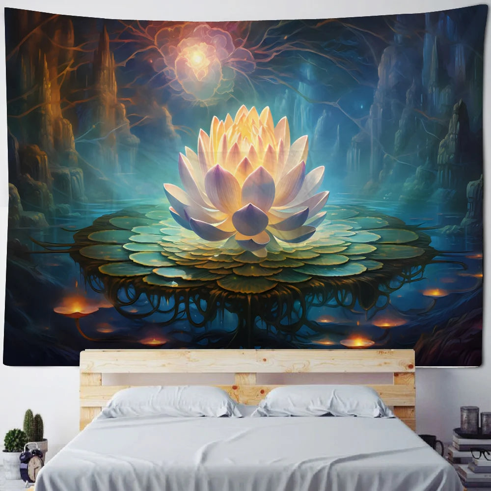 KIMLUD, Meditation Lotus Tapestry Wall Art, Large Tapestry Mural Decoration, Home, Bedroom, Living Room Decoration, 4 / 150x130cm, KIMLUD APPAREL - Womens Clothes