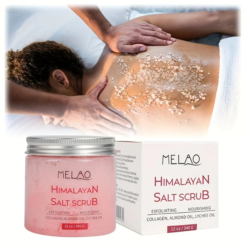 MELAO Himalayan Salt Scrub Face Foot & Body Exfoliator Infused with Collagen and Stem Cell Exfoliating Salt Body Scrub