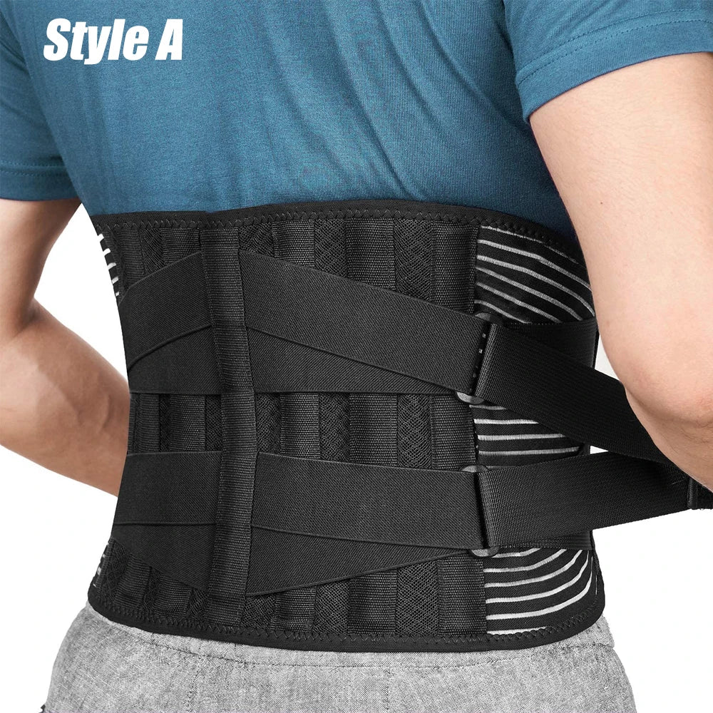 KIMLUD, Back Brace for Men Women Lower Back Pain Relief with 6 Stays, Adjustable Back Support Belt for Work, Anti-skid Lumbar Support, Type A-Black / S Waist  65-80cm, KIMLUD APPAREL - Womens Clothes