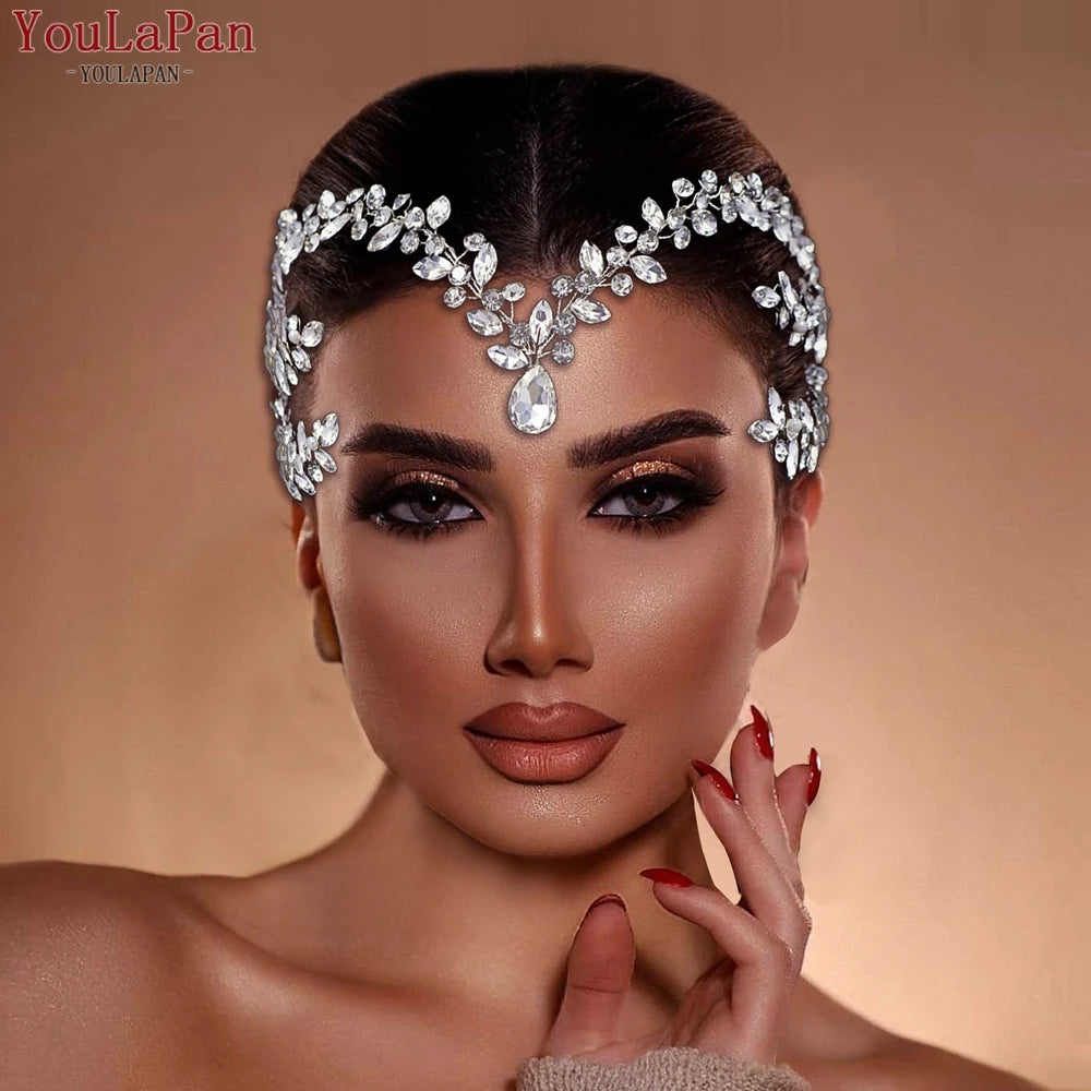 YouLaPan Bride Forehead Headband Sparkling Rhinestone Headpieces For Wedding Women Prom Party Head Jewelry Accessories HP599