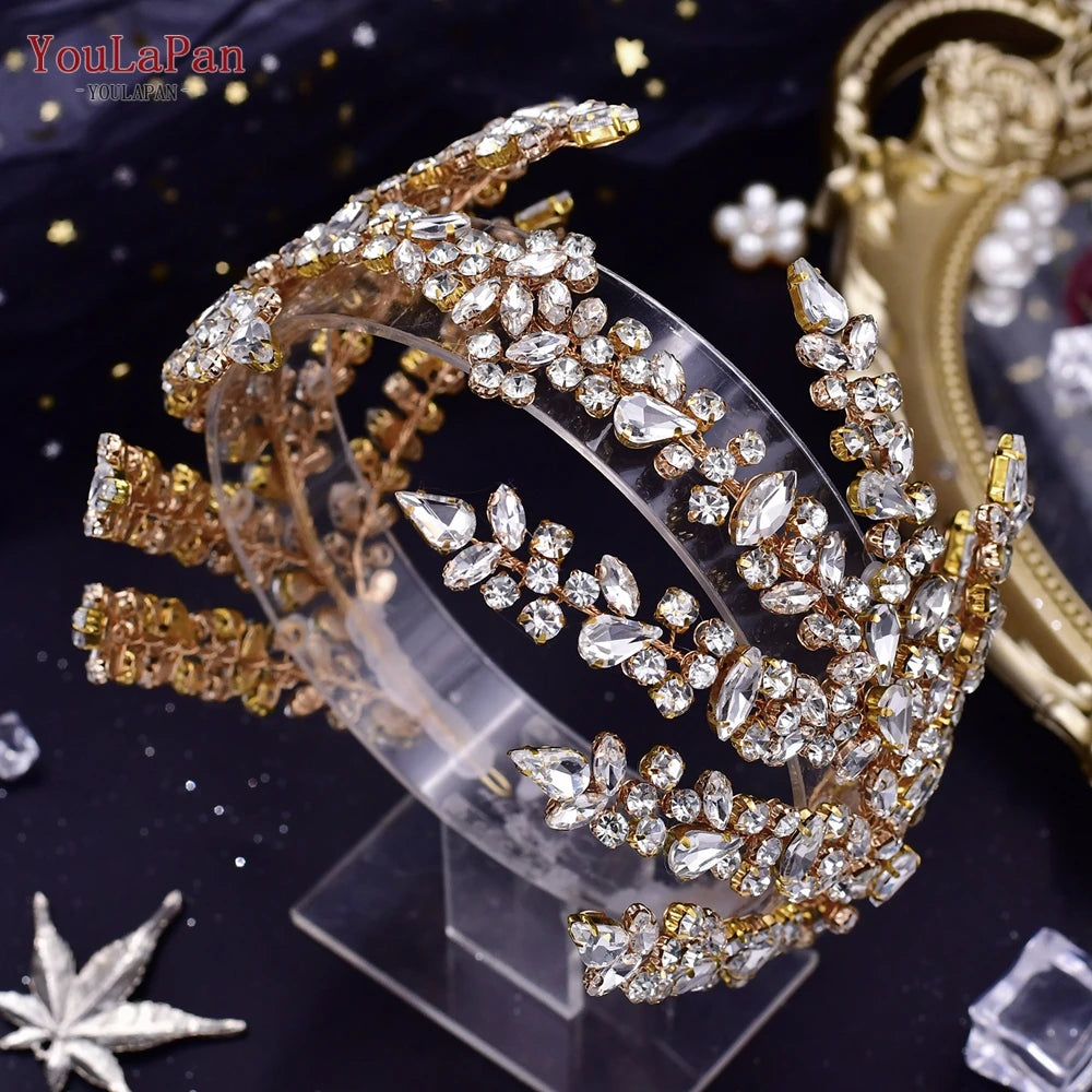 KIMLUD, YouLaPan Luxury Rhinestone Bride Headband Woman Headpiece Wedding Hair Accessories Pageant Headdresse Wedding Tiara HP425, KIMLUD Womens Clothes