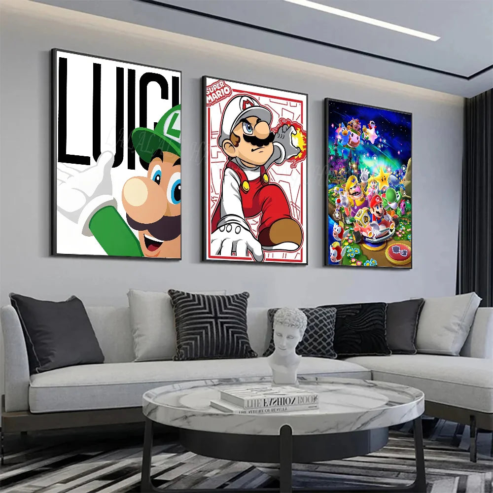 1pc Anime Game Plumber Uncle Mushroom M-Marios Poster Stickers Art Wall Murals Decor Game - KIMLUD