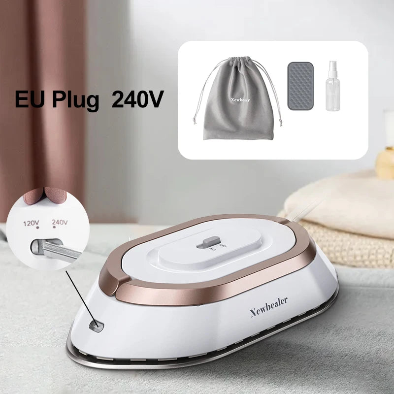 KIMLUD, Handheld Mini Electric Dry Iron 120V/220V Dual-voltage 30S Heat Non-steam Garment Irons for Clothes Portable Lightweight Travel, EU Plug 220-240V, KIMLUD APPAREL - Womens Clothes