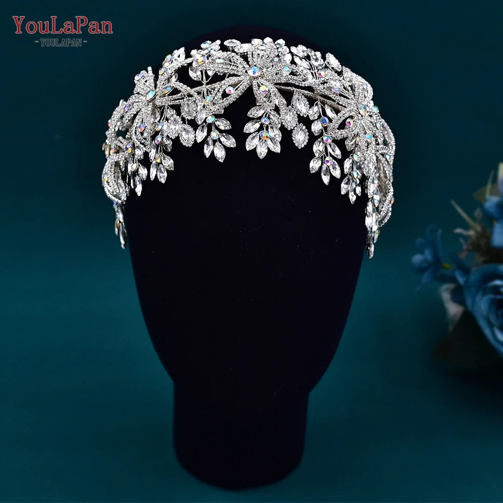 YouLaPan Flower Headband for Bridal Wedding Headpiece Jewelry Hair Accessories Woman Tiara Bride Headdress for Party HP395