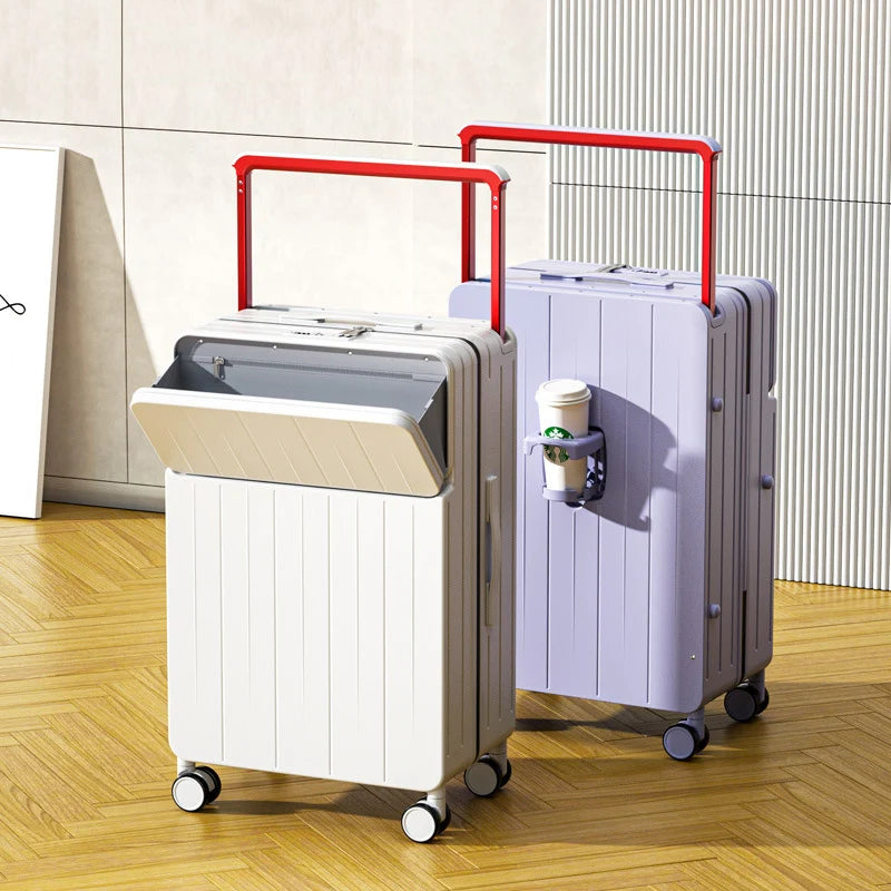 Wide pull rod suitcase 20"22"24"26 Inch multifunctional pull rod box front opening password travel luggage boarding Travel box