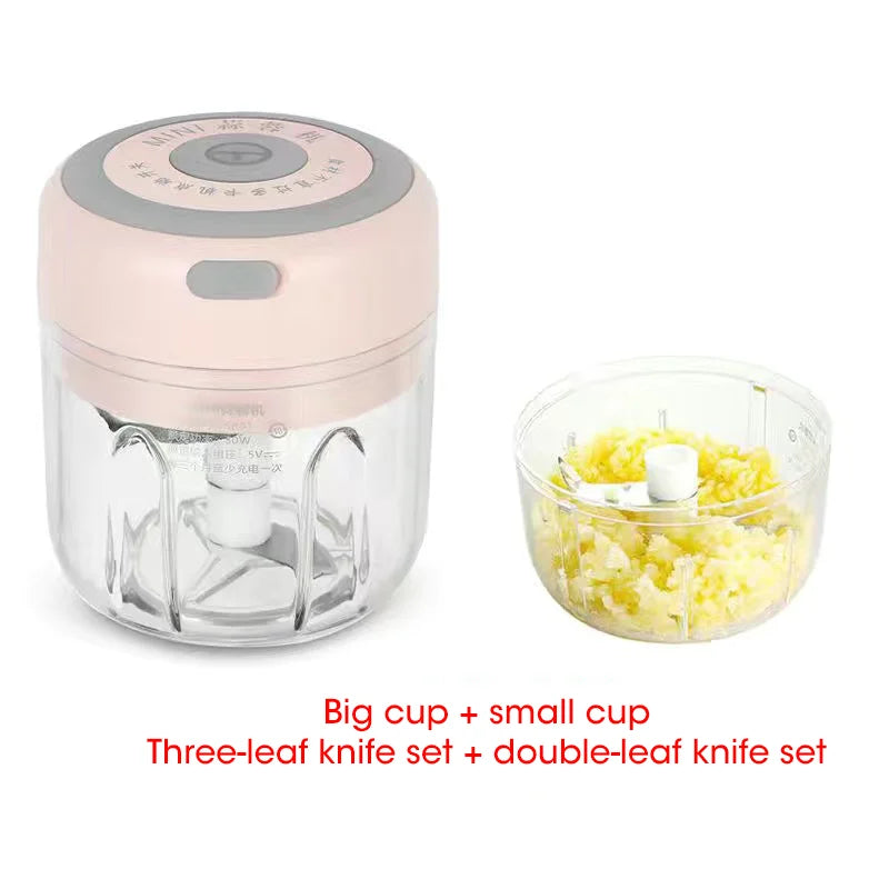 100/300mL Mini Electric Garlic Chopper USB Charging Ginger Masher Machine Sturdy Durable Chili Vegetable Crusher Kitchen Tool