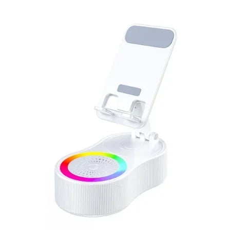 Wireless Speaker with Colorful Ambient Light 360°rotatable Adjustable FoldingLift-non-slip Phone Holder 5.3 HDSurround Subwoofer