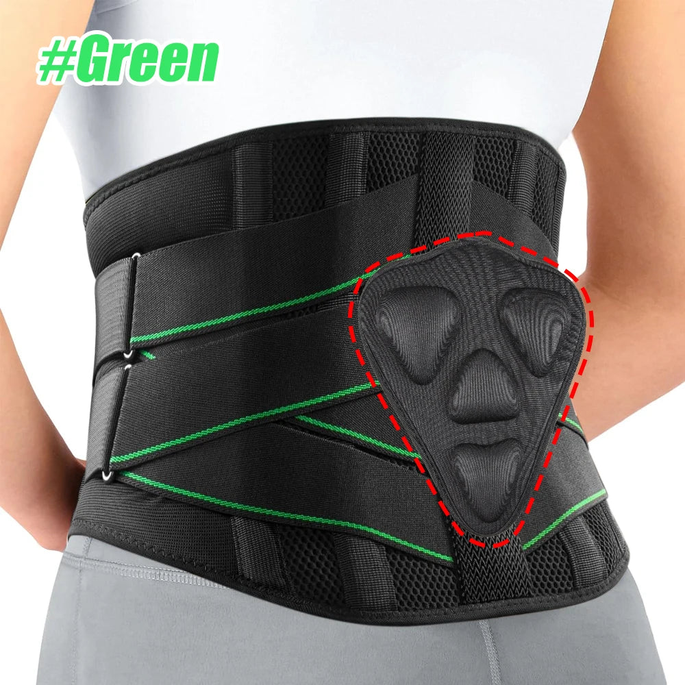 KIMLUD, Breathable Lower Back Support Belt Pain Relief with 7 Stays for Heavy Lifting Herniated Disc, Sciatica, Scoliosis, Men and Women, Green / L, KIMLUD APPAREL - Womens Clothes