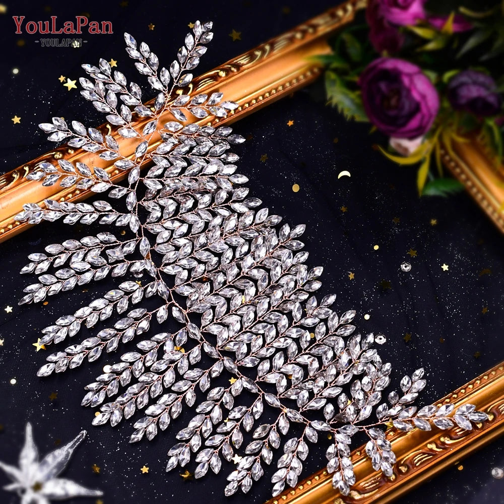 KIMLUD, YouLaPan HP435 Wedding Tiara Crystal Bridal Headband Women Hair Crown Bridal Hair Accessories Bride Headpieces for Party Banquet, HP238-RG, KIMLUD APPAREL - Womens Clothes