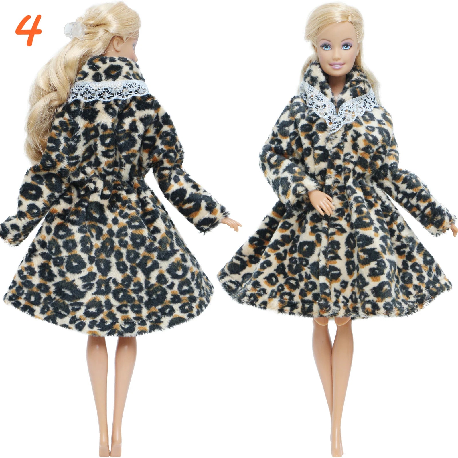 KIMLUD, Multicolor 2 Pcs/Set Long Sleeve Soft Fur Plush Coat Dress + High Heel Winter Wear Accessories for Barbie Doll Clothes Kids Toy, KIMLUD Womens Clothes