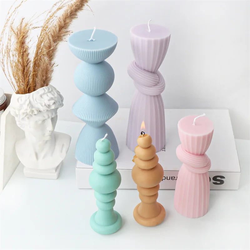 KIMLUD, Upgraded Knot Cylindrical Candle Silicone Mold Bow Knot Stripe Cylindrical Candle Mold Vase Shape Candle Acrylic Plastic mold, KIMLUD Womens Clothes