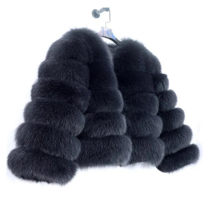 Faux Fur Short Coat Women Cropped Long Sleeve Artificial Fox Fur Jacket Women Winter Fluffy Top Thick Warm Furry Fur Outwears