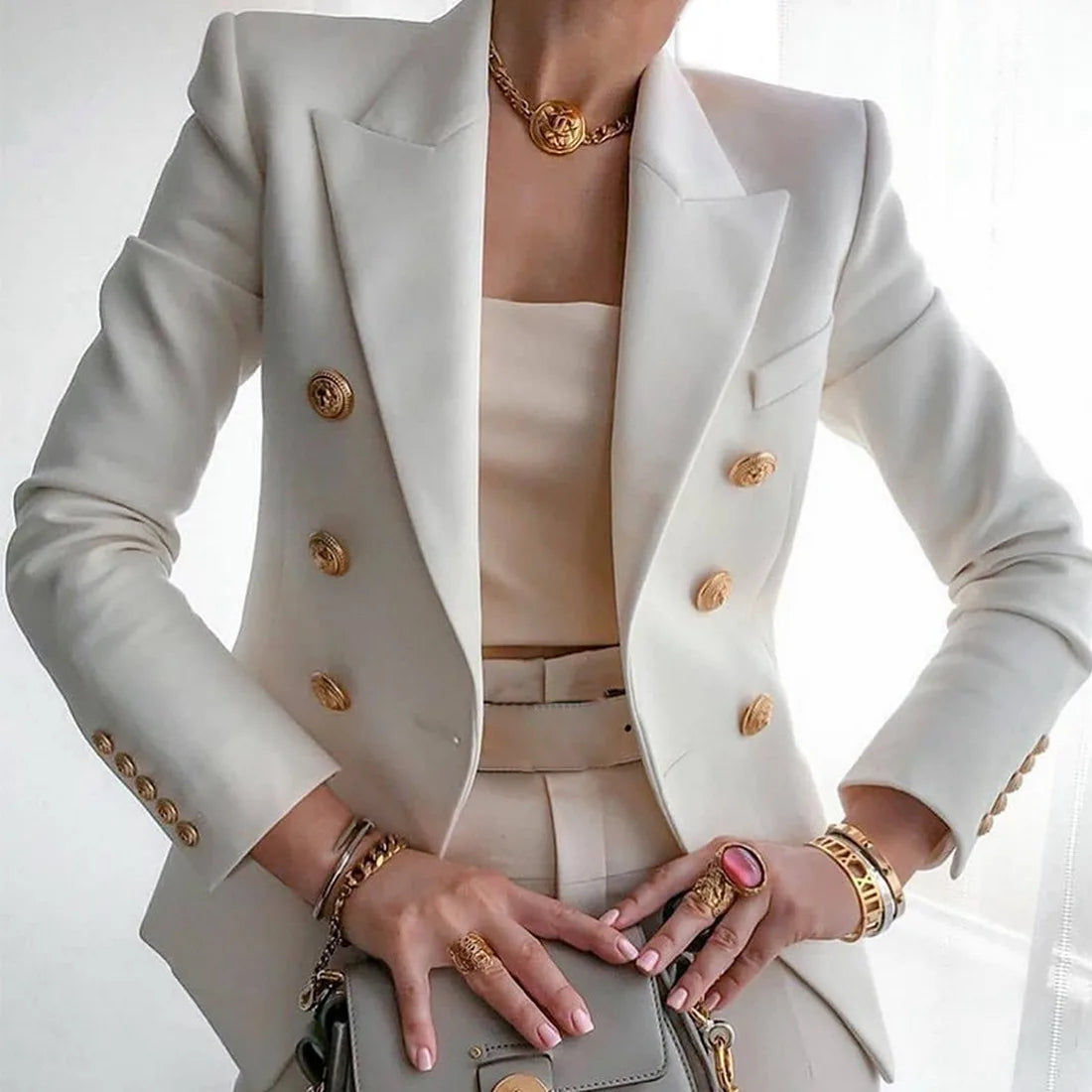 Ladies Fashion Solid Coat Luxury Female Coats Casual Blazer Korean Spring Autumn Clothing Women Slim Suit Coat Office Jacket
