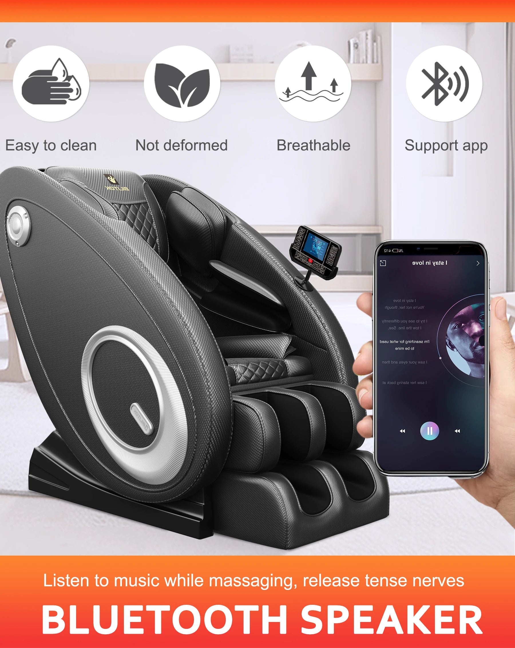 Full Body Massage Chair with Heating, Massage Chair Recliner with Zero Gravity, Bluetooth Speaker, Airbags, Foot Roller