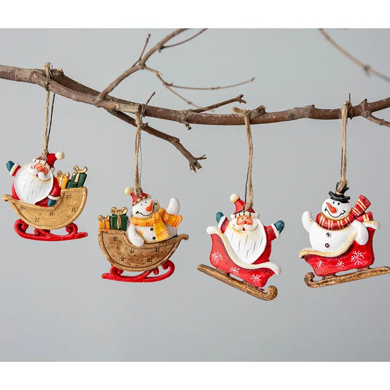 Christmas Santa Snowman Gingerbread Man Resin Pendant Christmas Tree Decoration Ornaments DIY Kids Toys Noel Navidad Kerst 2023