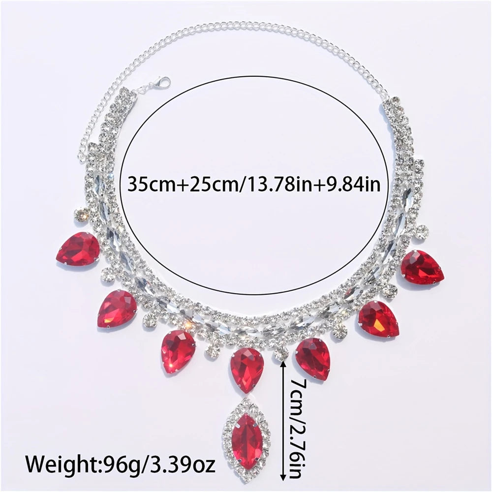 Luxury Sparkling Crystal Fashion Multi layered Pendant Women's Necklace Colorful Gemstone Necklace Bridal Wedding Accessories