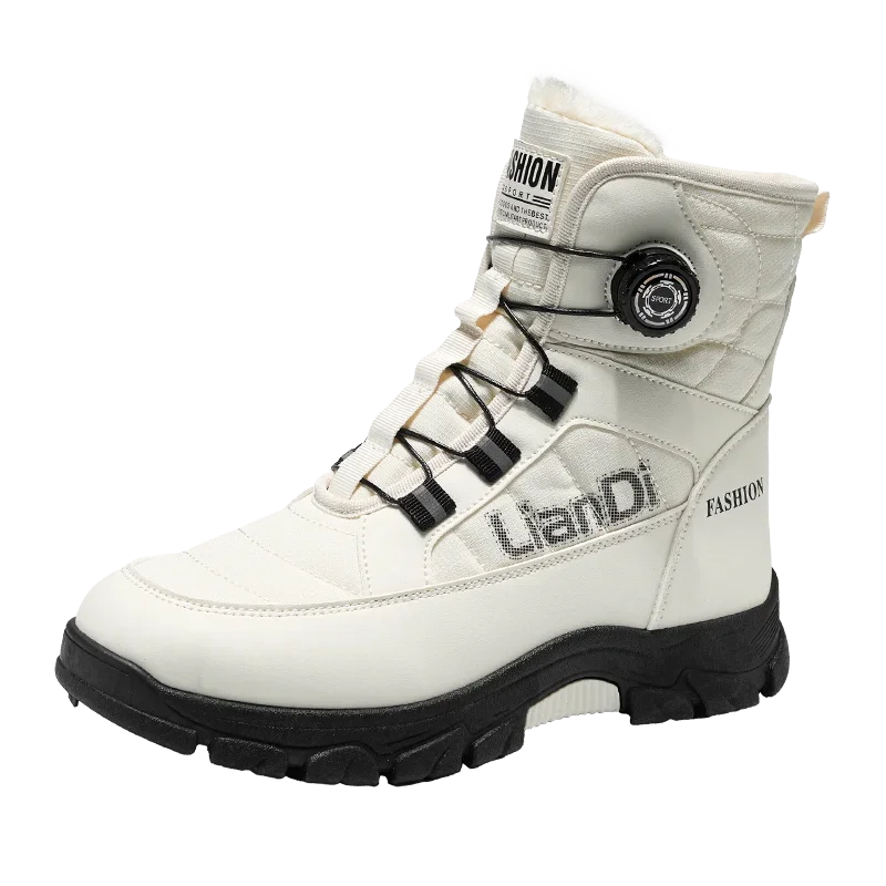 Large Size High-top Mens Cotton Shoes outdoor Snow Boots Warm Plush Lining Breathable Waterproof Fabric Non-slip Soles Safe Shoe - KIMLUD