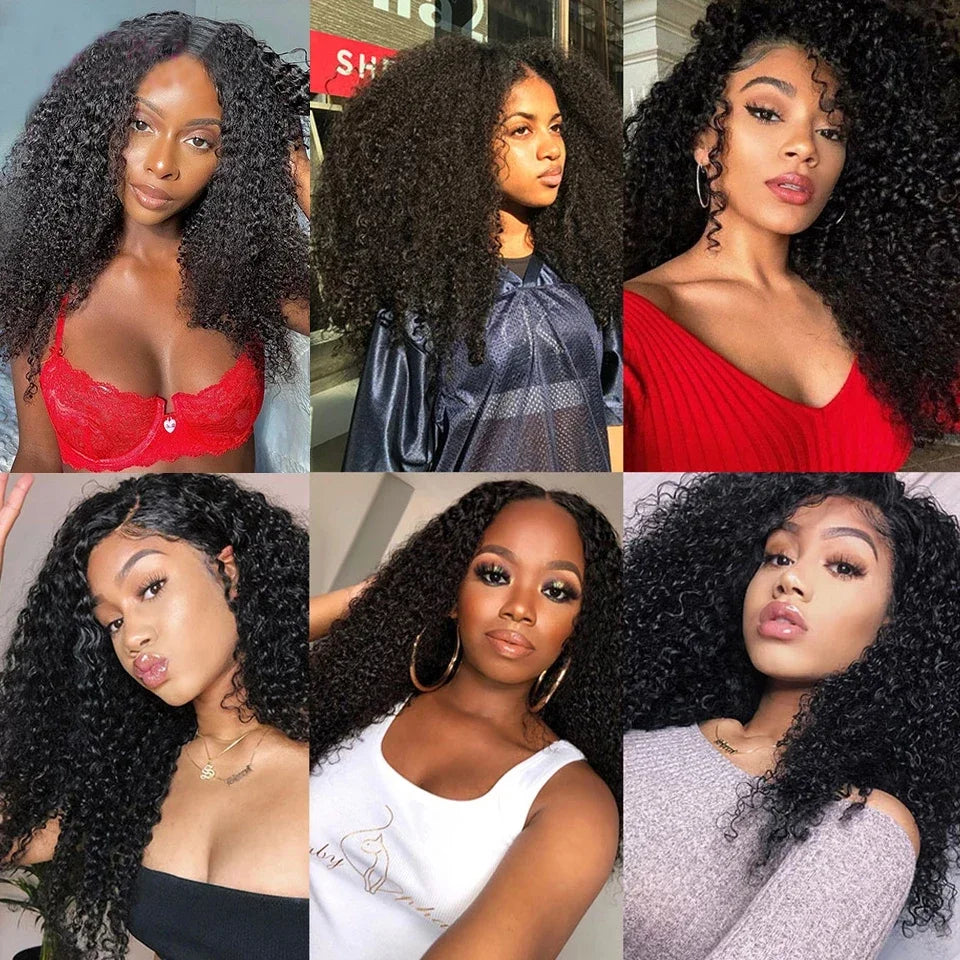 Brazilian Kinky Curly Hair Bundles 100% Human Hair Weave 1/3 /4Bundles Natural Black Curly Virgin Hair Extension For Women