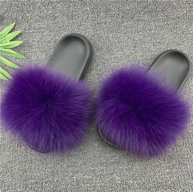 KIMLUD, New Arrival Girl Luxury Fluffy Fur Slippers Ladies Indoor Warm Furry Fur Flip Flops Women Amazing Plush Fur Slides Wholesale Hot, HS-032 / 45, KIMLUD APPAREL - Womens Clothes