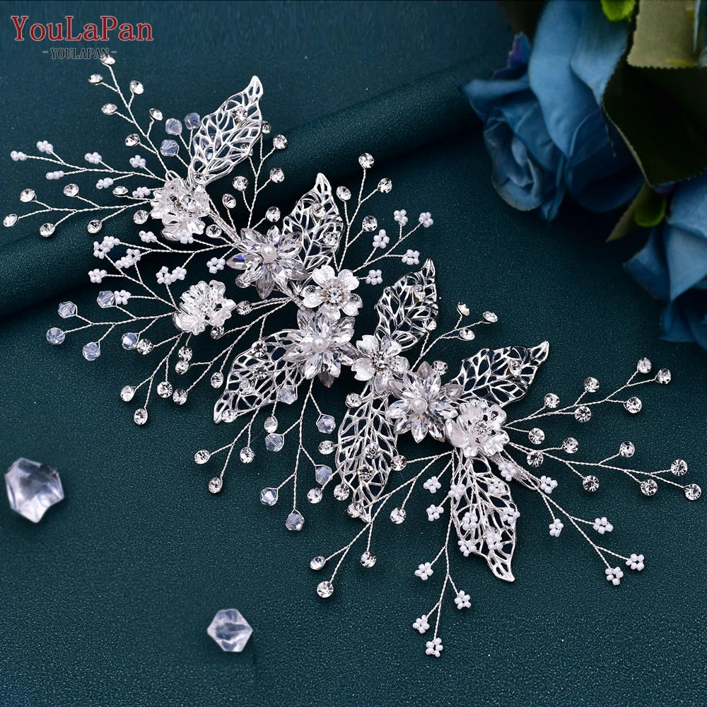 KIMLUD, YouLaPan Alloy Flower Bridal Hair Accessories Wedding Hair Clips Rhinestone Side Hairpin Women Crystal Wedding Headdress HP254, HP298-S, KIMLUD APPAREL - Womens Clothes