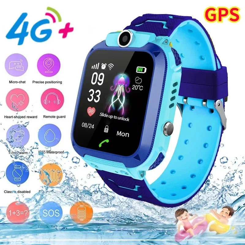 KIMLUD, 4G SIM Card Anti-lost Kids Smartwatch Boys and Girls Smart Watch Waterproof Positioning GPS Tracker Clock Phone Call for Kids, KIMLUD Womens Clothes