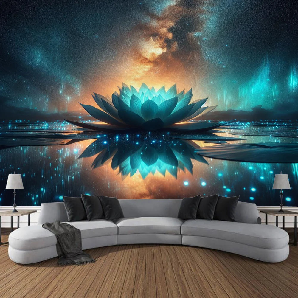 KIMLUD, Meditation Lotus Tapestry Wall Art, Large Tapestry Mural Decoration, Home, Bedroom, Living Room Decoration, KIMLUD Womens Clothes