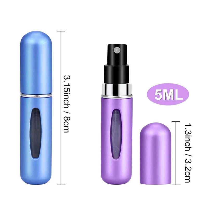 5ml Multi Color Aluminum Mini Perfume Bottle with Spray Pump Portable Empty Refillable Atomizer Bottle for Travel Essential - KIMLUD