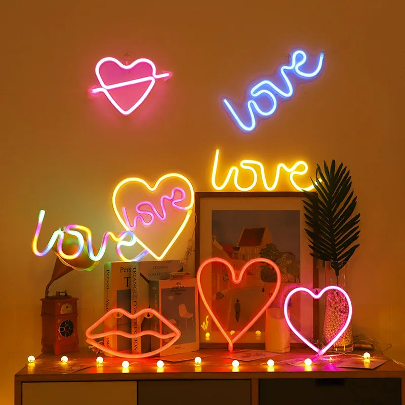 Love LED Neon Sign Light Glowing Valentine's Day Propose Festival Decoration Neon Lamp For Home Party Decor Adult Gift