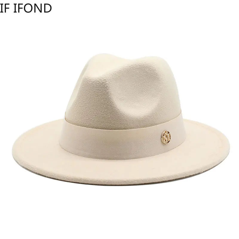 KIMLUD, New Fedora Hat For Women Winter Elegant Fashion Formal Wedding Decorate Church Cap Panama Party Jazz Hat chapeau femme, KIMLUD Womens Clothes