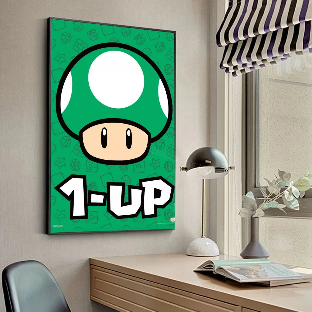 1pc Anime Game Plumber Uncle Mushroom M-Marios Poster Stickers Art Wall Murals Decor Game - KIMLUD