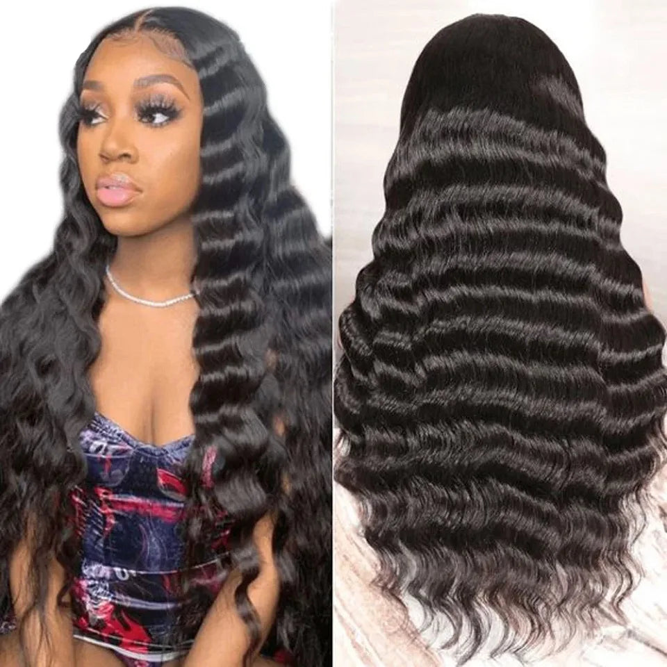 Loose Deep Wave 13x4 Lace Front Human Hair Wig Brazilian Glueless Wigs For Women 4x4 Human Hair Lace Frontal Wig Pre Plucked ﻿