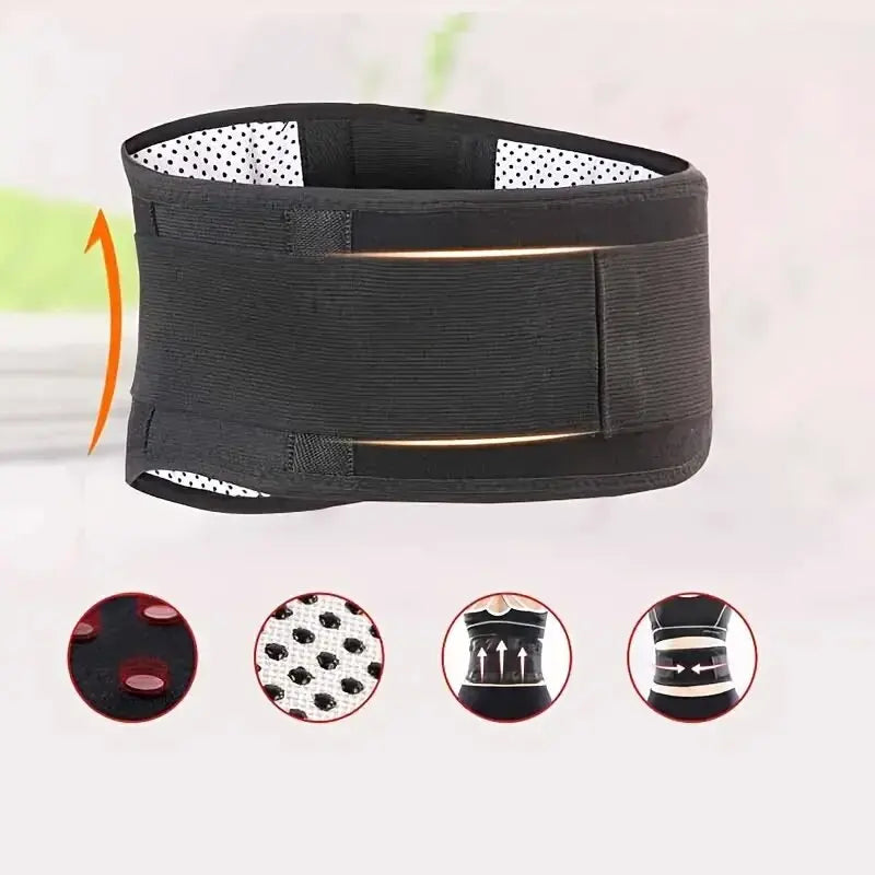 Adjustable Waist Belt Brace Self Heating Magnetic Back Waist Support Belt Lumbar Brace Massage Band - KIMLUD