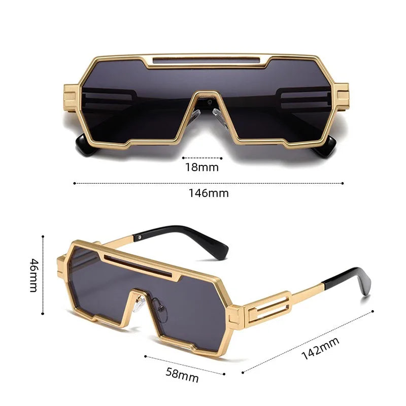 Heavy Metal Steampunk Sunglasses For Men Square Vintage Punk Fashion Glasses Retro Gafas De Sol Hombre Lunette De Soleil Homme - KIMLUD