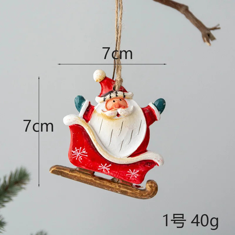 Christmas Santa Snowman Gingerbread Man Resin Pendant Christmas Tree Decoration Ornaments DIY Kids Toys Noel Navidad Kerst 2023