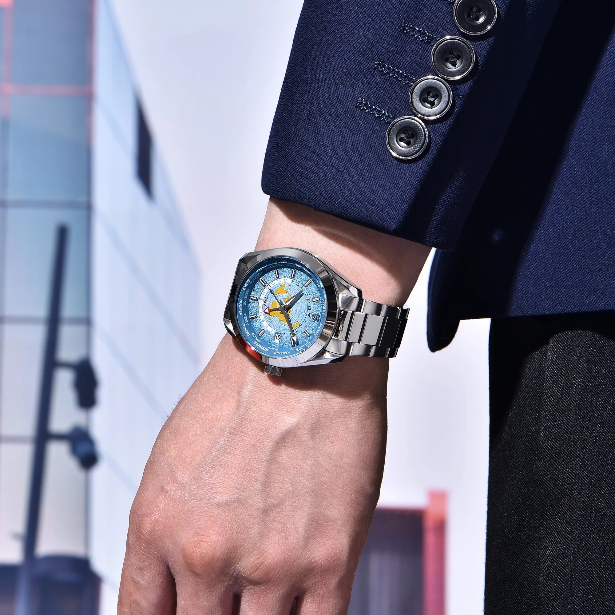 PAGANI DESIGN Mens Watch 2024 New Sapphire Mirror Stainless Steel NH34 Movt Mechanical Wristwatch for Man Multi-time zone Reloj