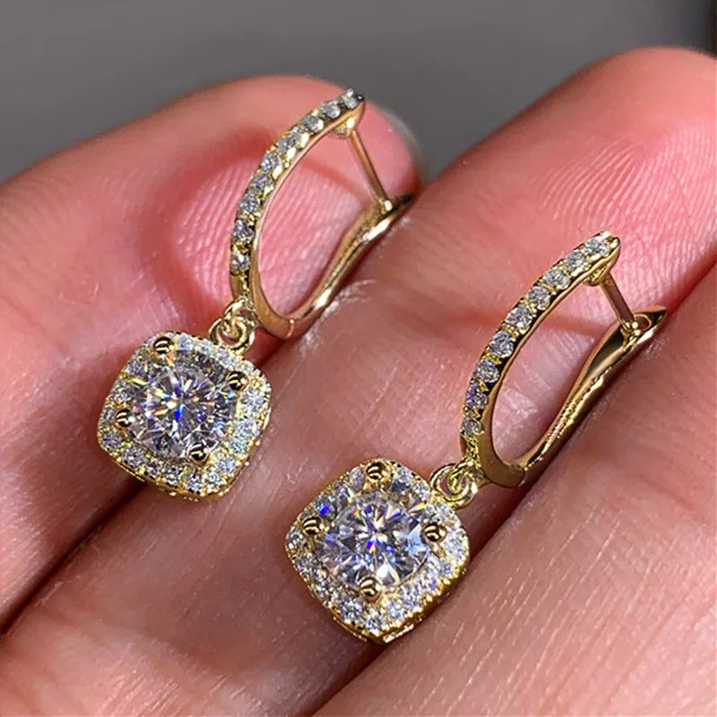 KIMLUD, Lihong Full Paved Crystal CZ Hoop Earrings for Women Dazzling Accessories Wedding Party Delicate Birthday Gift Statement Jewelry, E1809 gold, KIMLUD APPAREL - Womens Clothes