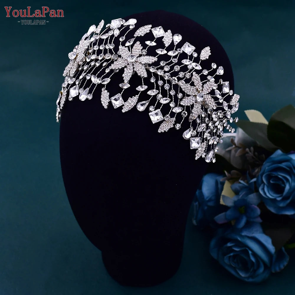 YouLaPan Flower Headband for Bridal Wedding Headpiece Jewelry Hair Accessories Woman Tiara Bride Headdress for Party HP395