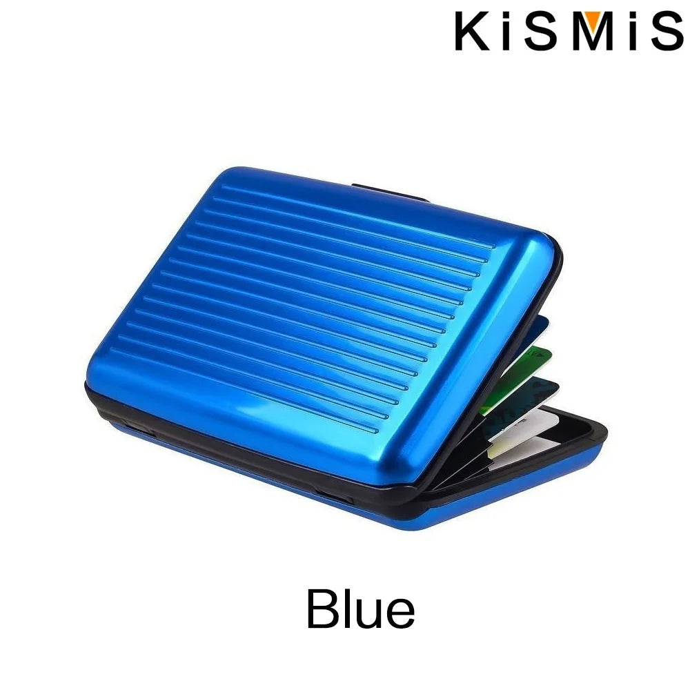 KIMLUD, KISMIS RFID Metal Wallet and Business ID Credit Card Women Men Business ID Credit Card,Protector Wallet Card Holder Package Box, Blue, KIMLUD APPAREL - Womens Clothes