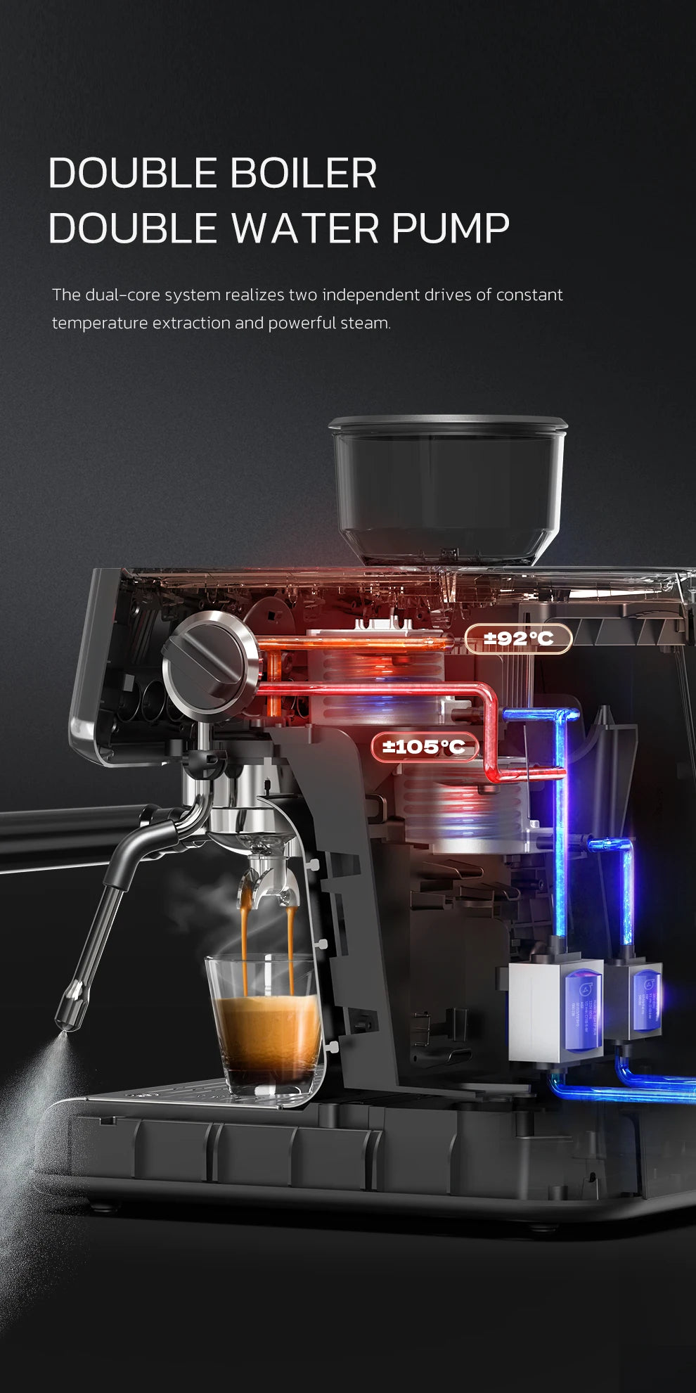 HiBREW Dual Boiler System Barista Pro 20Bar Bean to Espresso Cafetera Coffee Machine with Full Kit for Cafe Hotel Restaurant H7A