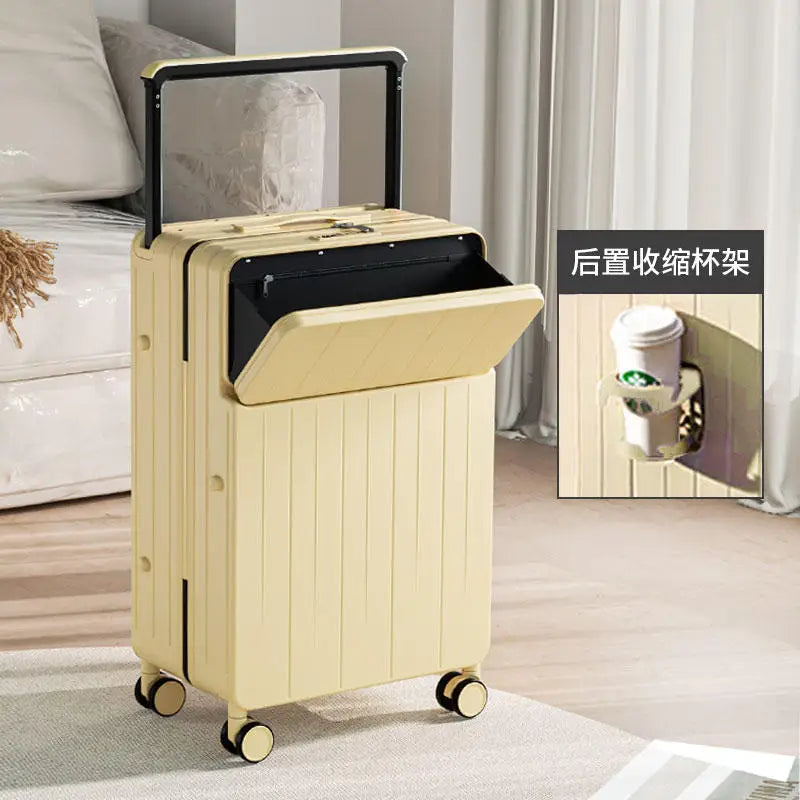 Wide pull rod suitcase 20"22"24"26 Inch multifunctional pull rod box front opening password travel luggage boarding Travel box - KIMLUD