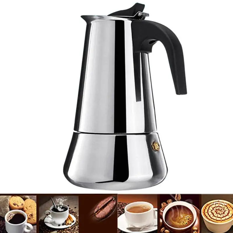 2/4/6/9 Cups Coffee  Pot Stainless Steel Mocha Espresso Latte Stovetop Filter Moka Coffee Maker Coffee Pot for Kitchen WF1111