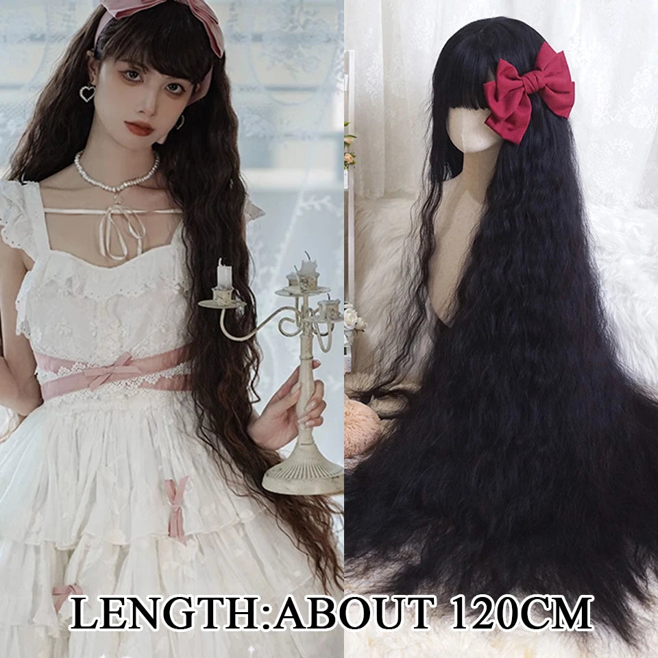 KIMLUD, 120cm Long Wavy Hair Synthetic Wigs Female Red Brown Coaplay Lolita Wig With Bangs Natural Hair Wigs Women Heat Fesistant  Fiber, 7, KIMLUD APPAREL - Womens Clothes