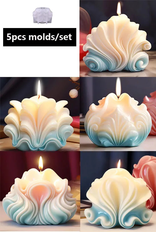 KIMLUD, New Ocean Shell Coral Candle Silicone Mold Handmade Aromatherapy Candle Decoration Coral Flower Shell Cake Soap Epoxy Resin Mold, ABCDE 5 pcs set mold, KIMLUD APPAREL - Womens Clothes